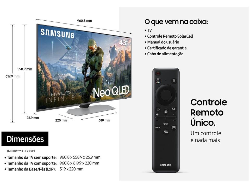 Smart TV 43” 4K NEO QLED Samsung QN43QN90CA - 14