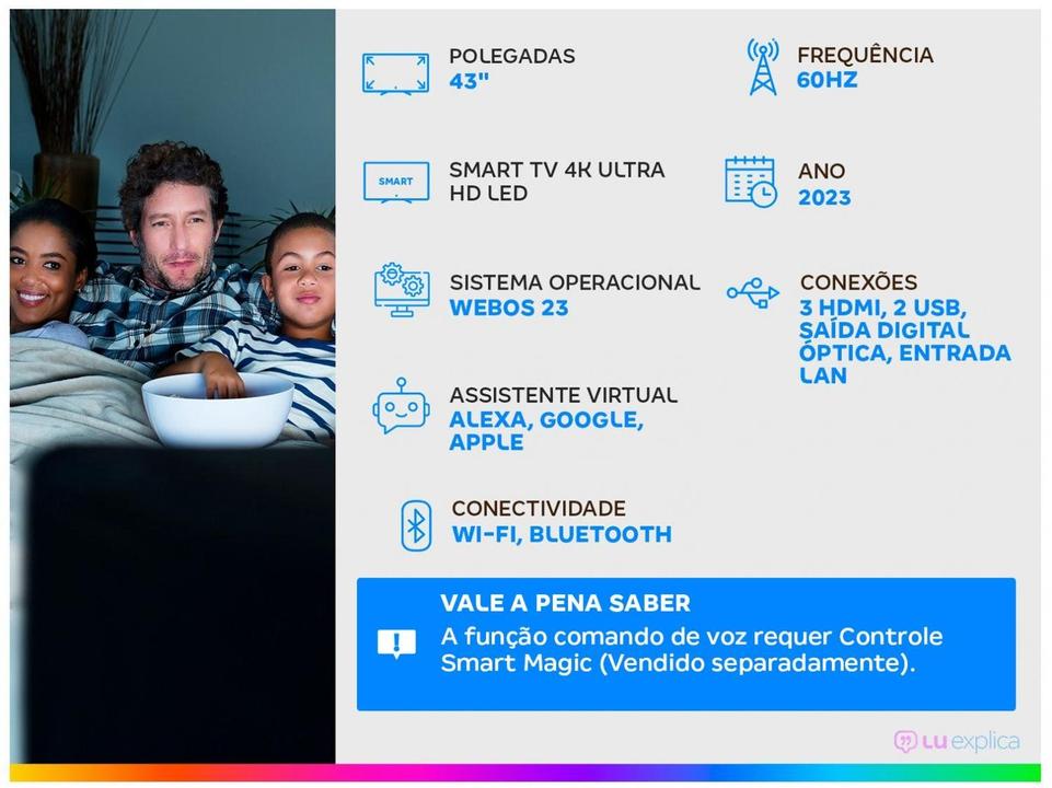 Smart TV 43” 4K Ultra HD LED LG 43UR7800PSA - 1