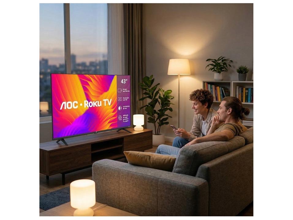 Smart TV 43" AOC Full HD DLED 43S5155/78G Roku TV 2025 - 4
