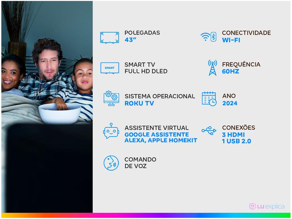 Smart TV 43" Full HD DLED AOC 43S5045/78G VA Wi-Fi 3 HDMI 1 USB - 1