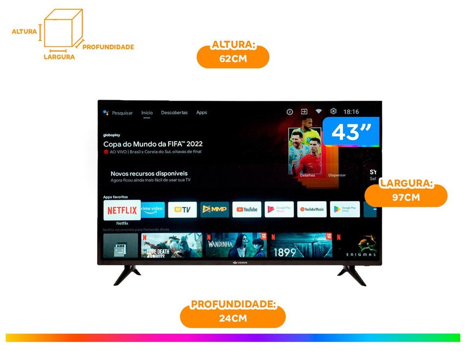 Smart TV 43” Full HD DLED Rig Vizzion BR43D1SA - 15