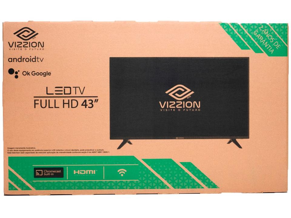 Smart TV 43” Full HD DLED Rig Vizzion BR43D1SA - IPS 2 HDMI 2 USB - 16