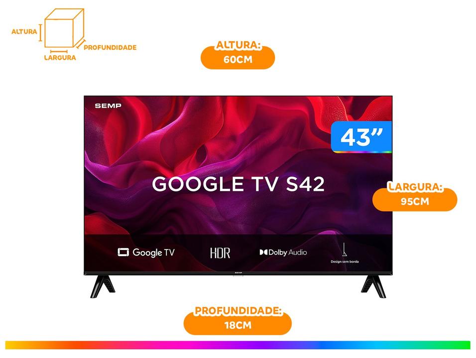 Smart TV 43" Full HD LED Semp S42 Google TV 2 HDMI - 5