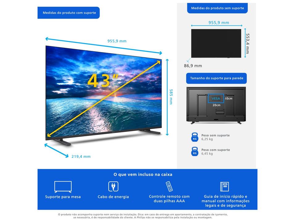 Smart TV 43" Philips Full HD DLED 6910 43PFG6910/78 Titan OS 2025 - 4