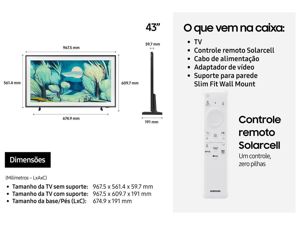 Smart TV 43" Samsung 4K The Frame LS03F Tizen QN43LS03FAGXZD 2025 - 8