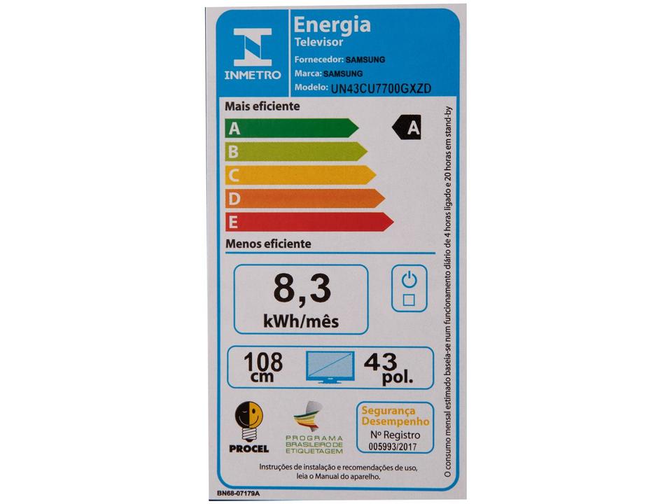 Smart TV 43” UHD 4K LED Samsung 43CU7700 - 25