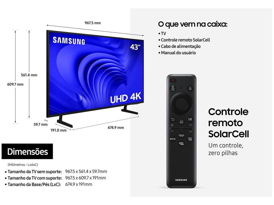 Smart TV 43” UHD 4K LED Samsung 43DU7700 - 10