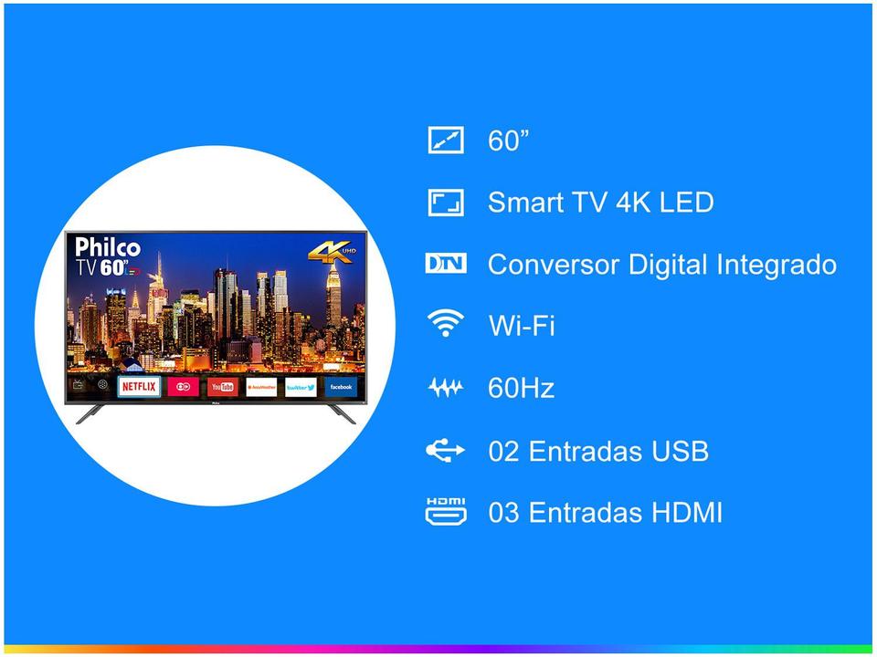 Smart TV 4K LED 60” Philco PTV60F90DSWN - 1