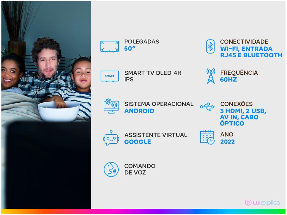 Smart TV 50” 4K DLED Rig Vizzion BR50GUA IPS - 1