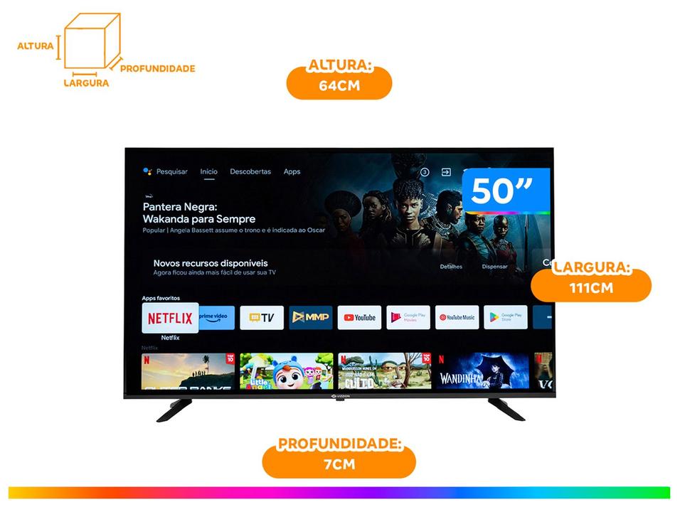 Smart TV 50” 4K DLED Rig Vizzion BR50GUA IPS - 10