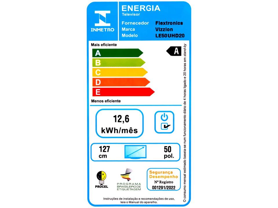 Smart TV 50” 4K DLED Vizzion LE50UHD20 - 12