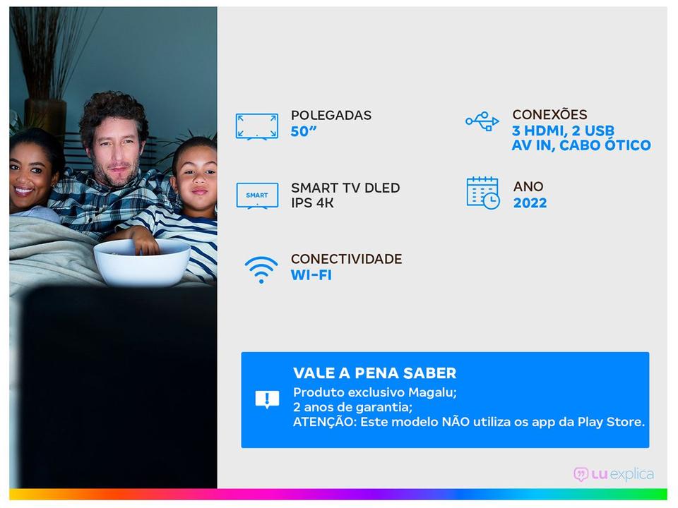 Smart TV 50” 4K DLED Vizzion LE50UHD20 - 1