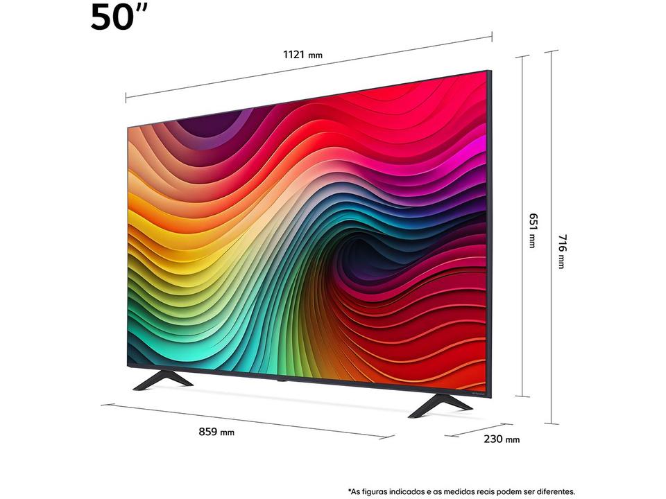 Smart TV 50" 4K LCD LED NanoCell LG 50NANO80TSA WebOS 24 Processador a5 Ger7 Wi-Fi e Bluetooth com Alexa 3 HDMI 2 USB - 9