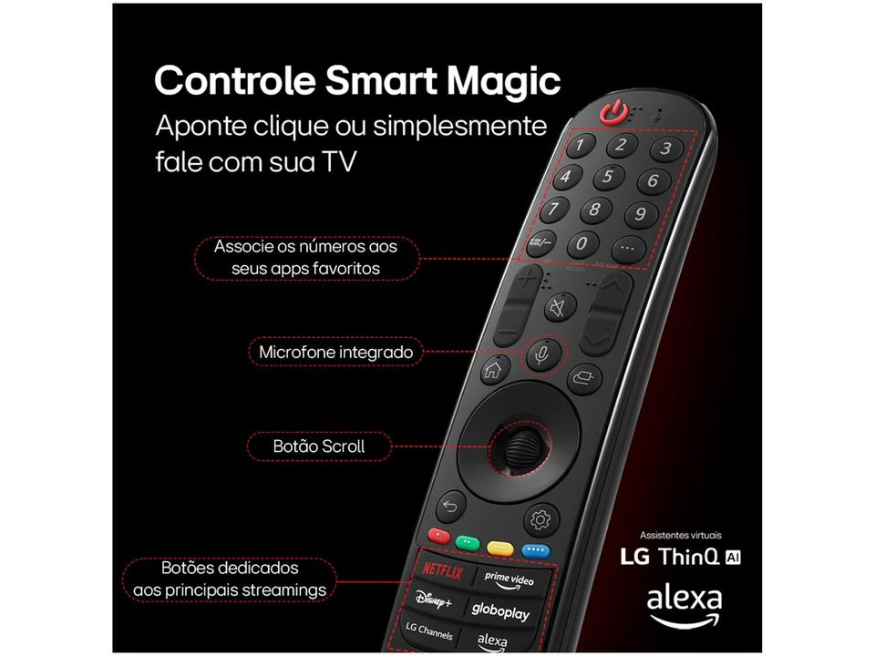 Smart TV 50" 4K LCD LED NanoCell LG 50NANO80TSA WebOS 24 Processador a5 Ger7 Wi-Fi e Bluetooth com Alexa 3 HDMI 2 USB - 8