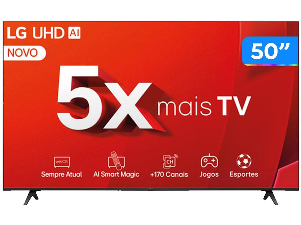 Smart TV 50" 4K LG Ultra HD 50UT8050 com Processador a5 Ger7 AI Alexa/Chromecast integrado Otimizador de Jogos webOS 24 e Controle Smart Magic