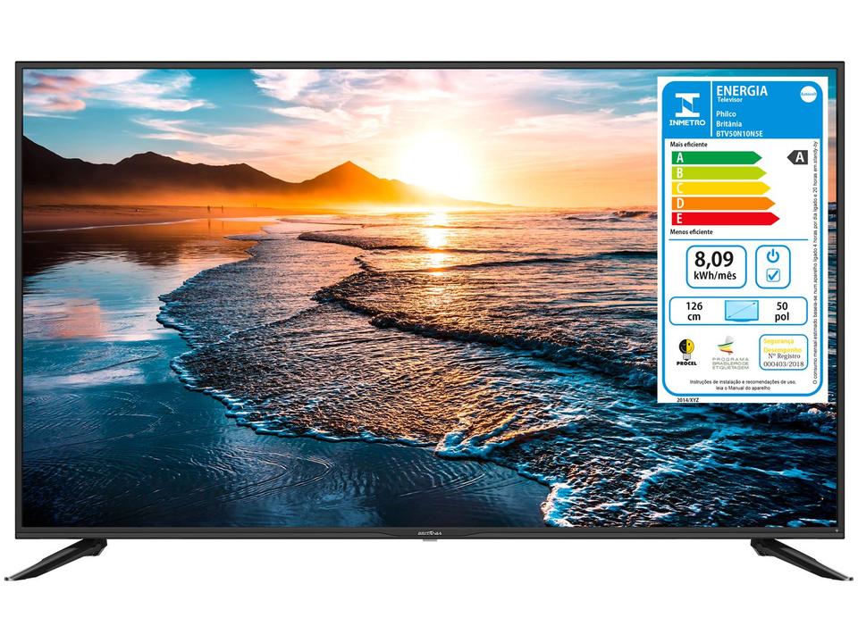 Smart TV 50” 4K UHD LED Britânia BTV50N10N5E VA - 60Hz Wi-Fi HDR10 4 HDMI 2 USB - 5