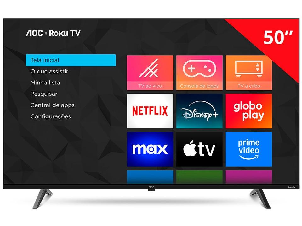 Smart TV 50" AOC 4K DLED 50U7045/78G Roku TV Quad Core 3 HDMI - 11