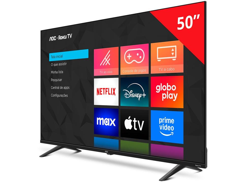 Smart TV 50" AOC 4K DLED 50U7045/78G Roku TV Quad Core 3 HDMI - 3
