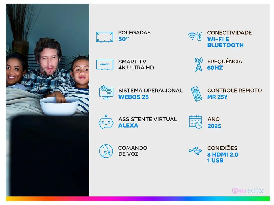 Smart TV 50" LG 4K Ultra HD 50UA8550PSA webOS 25 AI Processor 4K Gen8 com Alexa 3 HDMI - 1