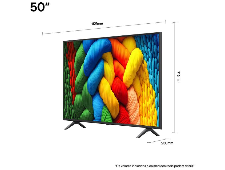 Smart TV 50" LG 4K Ultra HD NANO 50NANO80ASA webOS 25 a7 AI Processor Alexa 3 HDMI 2 USB - 18
