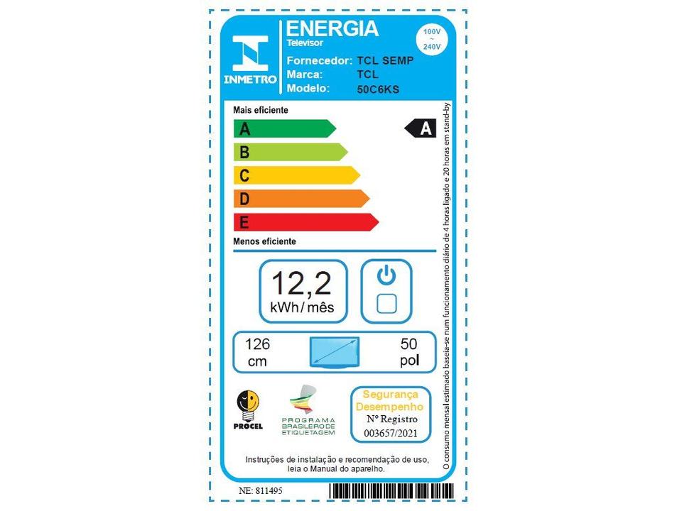 Smart TV 50" TCL 4K UHD MiniLED C6KS 50C6KS Google TV 2025 - 7