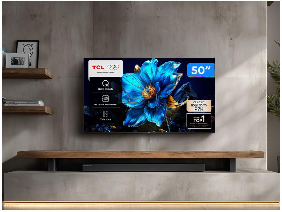 Smart TV 50" TCL 4K UHD QLED 50P7K Google TV AiPQ Google Assistente 3 HDMI - 2