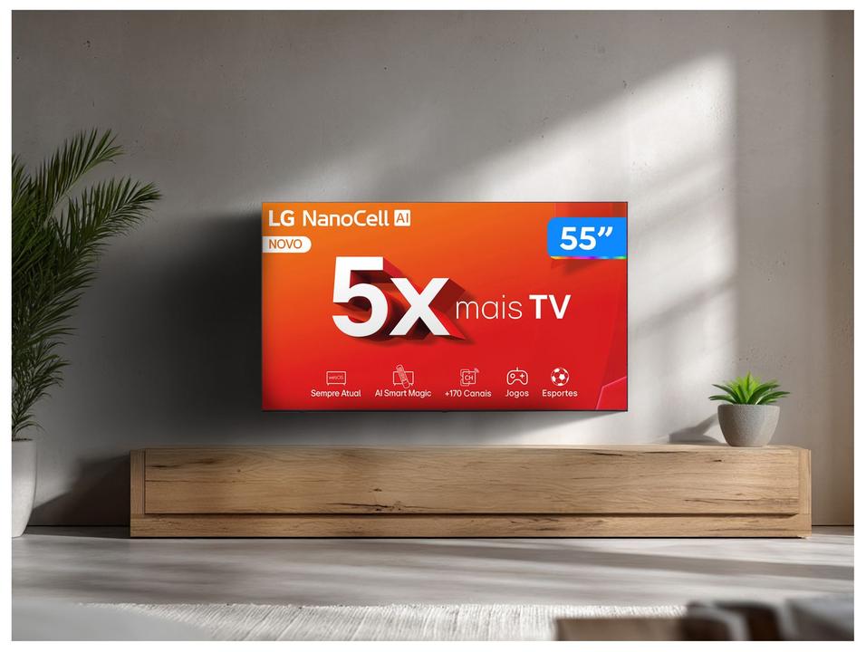 Smart TV 55" 4K LCD LED NanoCel LG 55NANO80TSA AI Processor Wi-Fi e Bluetooth 3 HDMI 2 USB - 2