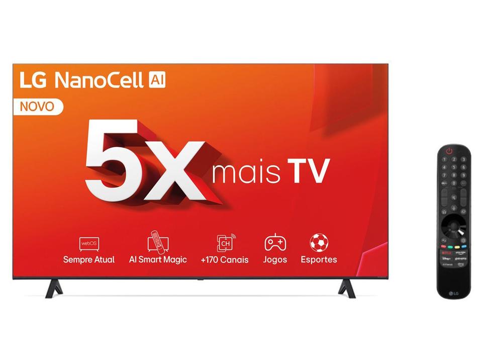Smart TV 55" 4K LCD LED NanoCel LG 55NANO80TSA AI Processor Wi-Fi e Bluetooth 3 HDMI 2 USB - 3