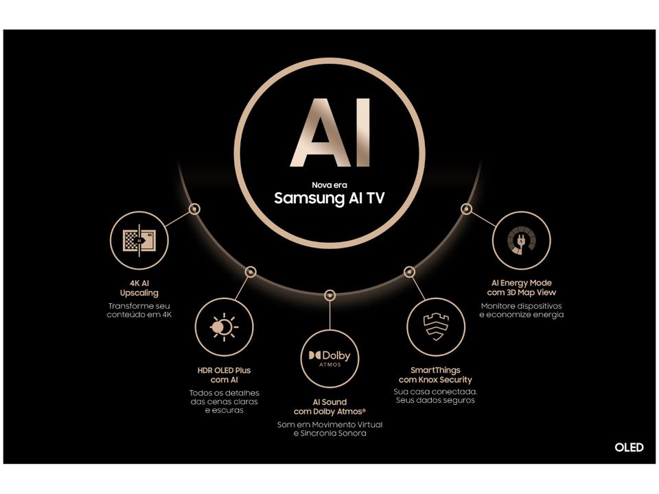 Smart TV 55" 4K OLED Samsung 55S90DA 144Hz Wi-Fi Bluetooth com Alexa 4 HDMI 2 USB - 3
