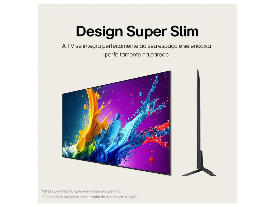 Smart TV 55" 4K QNED LG 55QNED80TSA WebOS 24 Processador a5 Ger7 Wi-Fi Bluetooth com Alexa e Chromecast 3 HDMI 2 US - 7