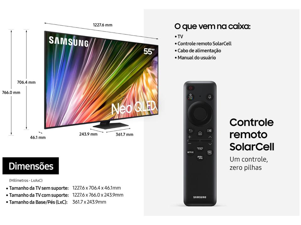 Smart TV 85” 4K UHD Neo QLED Samsung 85QN85D - 120Hz Wi-Fi Bluetooth - 8