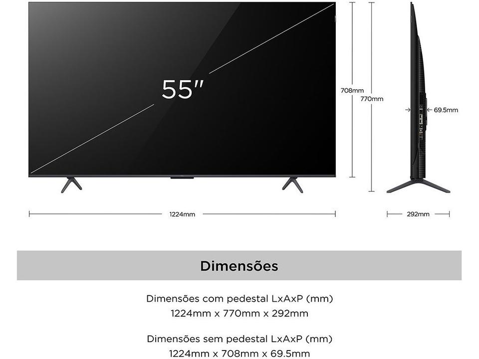 Smart TV 55” 4K UHD QLED TCL 55C655 Wi-Fi - 14
