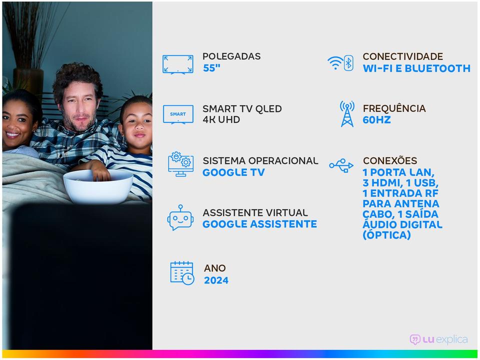 Smart TV 55” 4K UHD QLED TCL 55C655 Wi-Fi - 1