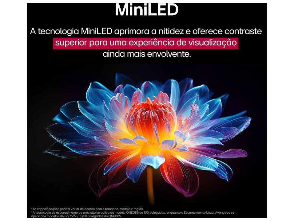 Smart TV 55" LG 4K QNED MiniLED 55QNED85ASG WebOS 25 Processador a8 AI Alexa 4 HDMI - 7