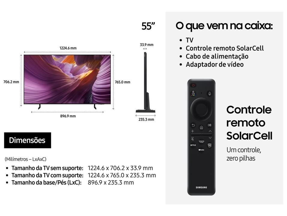 Smart TV 55" Samsung 4K OLED S85F QN55S85FAGXZD 120Hz Tizen NQ4 AI Gen2 Bixby Alexa 4 HDMI - 6