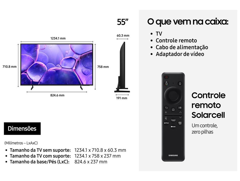 Smart TV 55" Samsung 4K UHD Crystal UHD UN55U8600FGXZD Tizen Bixby 3 HDMI - 6