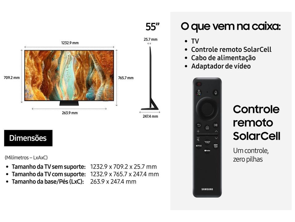 Smart TV 55" Samsung Ultra 4K Neo QLED Ultra QN70F QN55QN70FAGXZD 120Hz Tizen NQ4 AI Gen2 Bixby Alexa 4 HDMI - 6