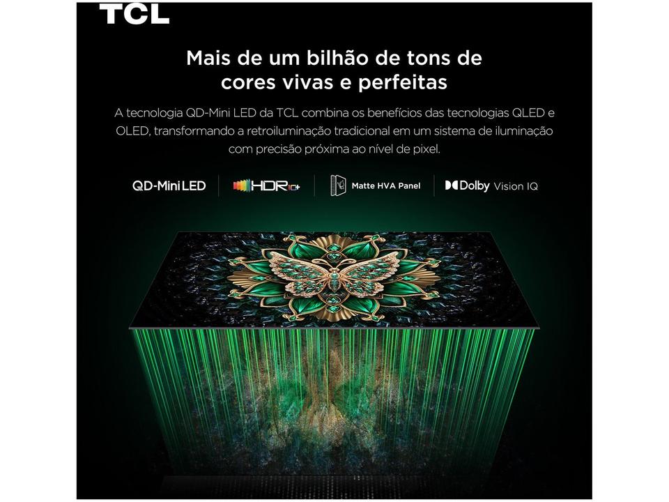 Smart TV 55" TCL 4K UHD MiniLED 55C6K 120Hz Google TV AiPQ Google Assistente 4 HDMI 2 USB - 5