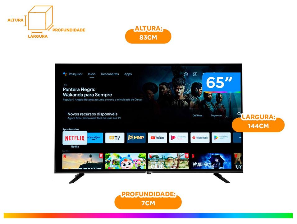 Smart TV 65” 4K DLED Rig Vizzion BR65GUA IPS - 10