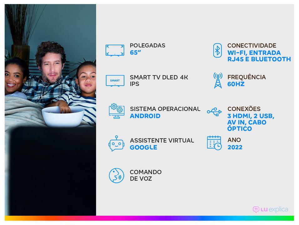 Smart TV 65” 4K DLED Rig Vizzion BR65GUA IPS - 1