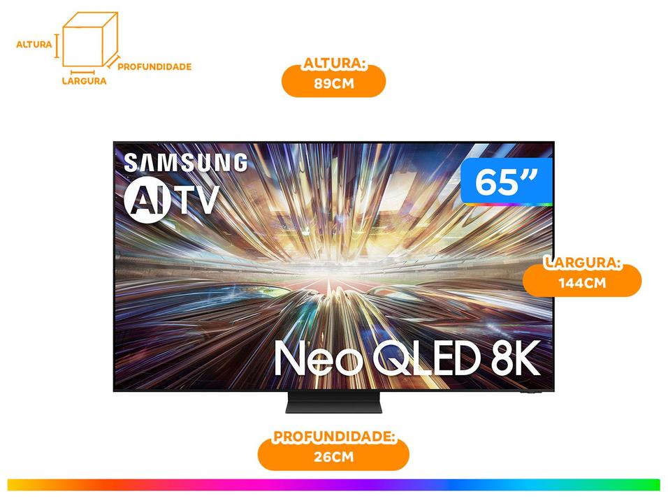 Smart TV 65" 8K MINI LED Neo QLED Samsung AI TV QN65QN800 VA 120Hz Wi-Fi Alexa 4 HDMI 3USB - 9