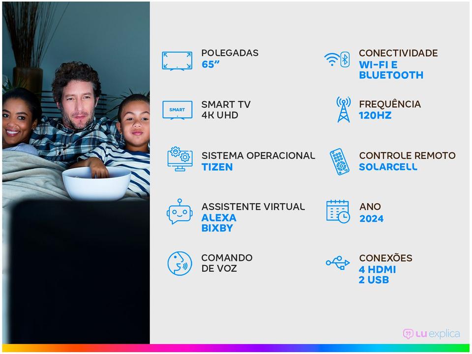 Smart TV 65" Samsung 4K UHD OLED Big TV QN65S90DAEXZD 120Hz Tizen com Alexa e Bixby 4 HDMI 2 USB-A - 1