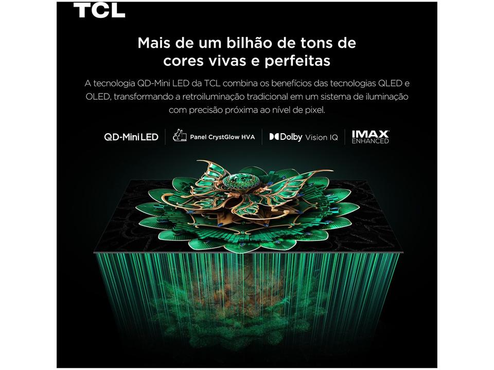 Smart TV 65" TCL 4K UHD MiniLED 65C7K 144Hz Google TV AiPQ Pro Google Assistente 4 HDMI - 4