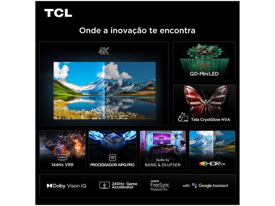 Smart TV 65" TCL 4K UHD MiniLED 65C7K 144Hz Google TV AiPQ Pro Google Assistente 4 HDMI - 3