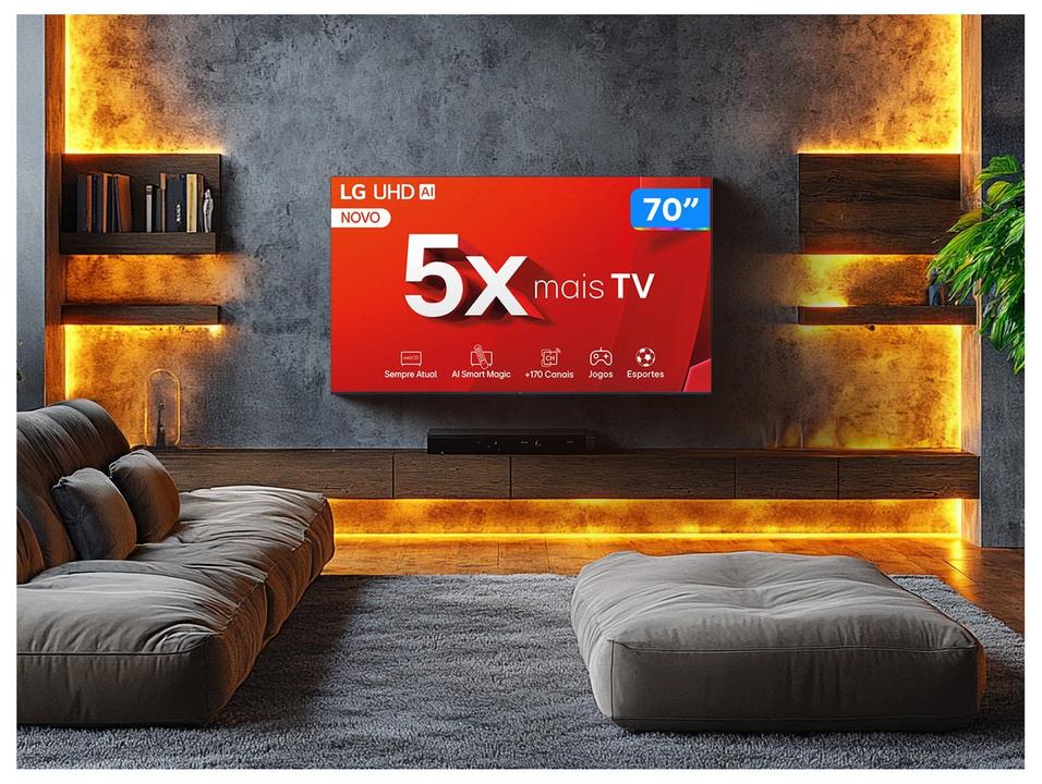 Smart TV 70" 4K LG Ultra HD 70UT8050 com Processador a5 Ger7 AI, Alexa/Chromecast integrado, Otimizador de Jogos, webOS 24 e Controle Smart Magic - 2