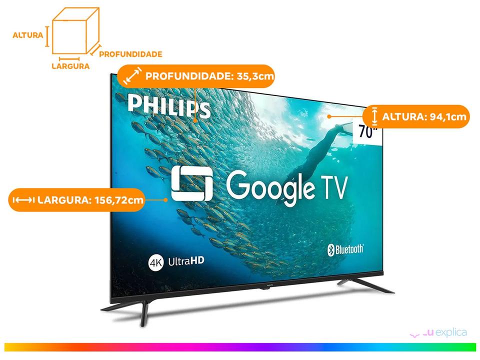 Smart TV 70" Philips 4K UHD DLED 70PUG7019/78 Google TV Quad Core Google Assistente 3 HDMI - 10