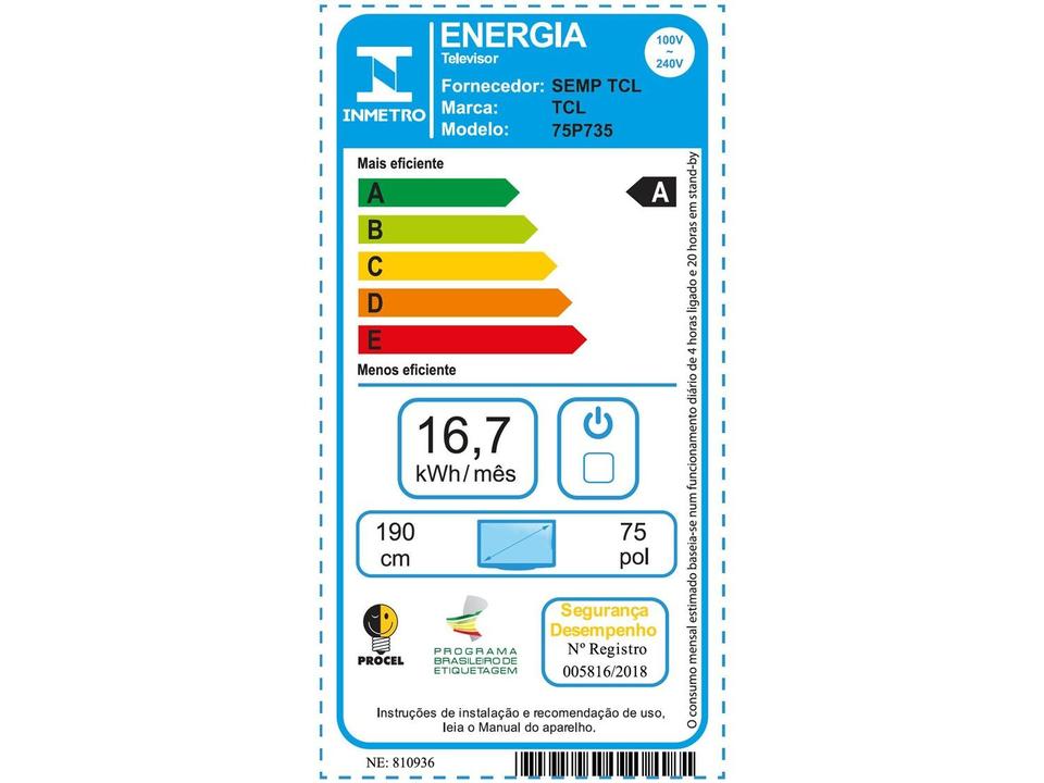 Smart TV 75” 4K LED TCL 75P735 VA 60Hz Hands - 5