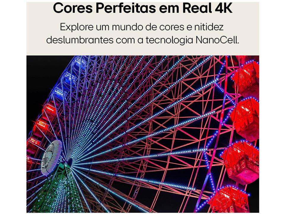 Smart TV 75" 4K NanoCell LG 75NANO80TSA WebOS 24 Processador a5 Ger7 Wi-Fi Bluetooth com Alexa 3 HDMI 2 US - 7