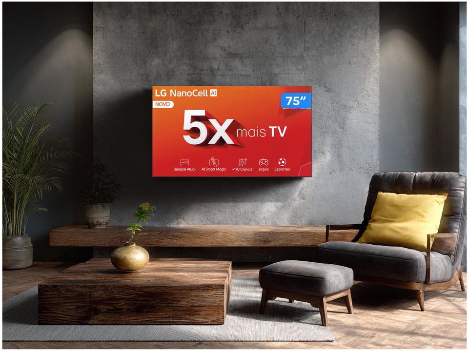 Smart TV 75" 4K NanoCell LG 75NANO80TSA WebOS 24 Processador a5 Ger7 Wi-Fi Bluetooth com Alexa 3 HDMI 2 US - 2