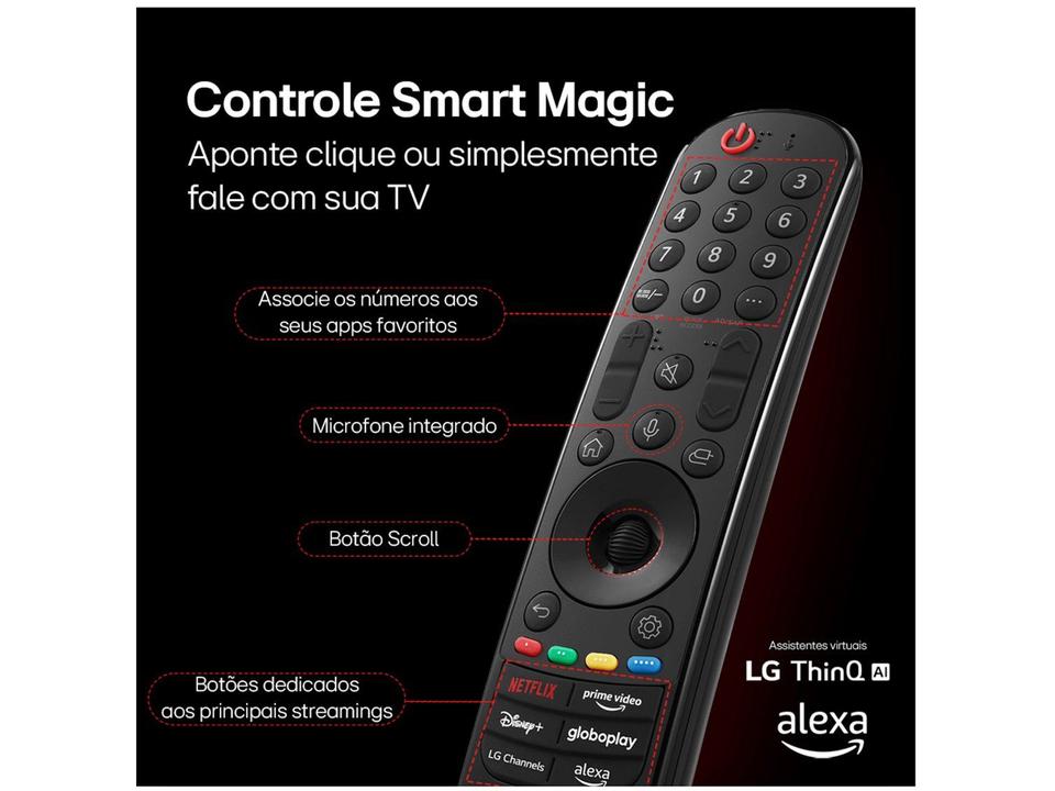 Smart TV 75" 4K NanoCell LG 75NANO80TSA WebOS 24 Processador a5 Ger7 Wi-Fi Bluetooth com Alexa 3 HDMI 2 US - 9